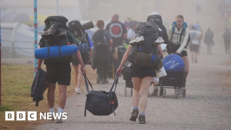 Glastonbury Festival getaway and clean-up gets under way