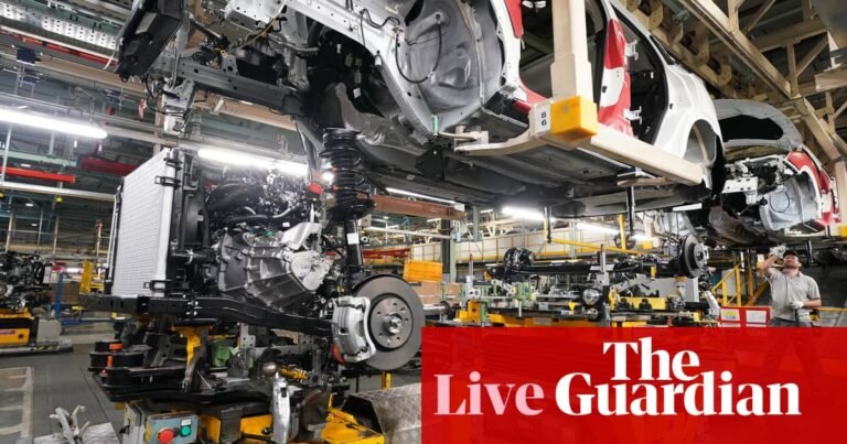 UK car exports to US halve due to tariffs; White House ‘close to 10 trade deals’ – business live | Business