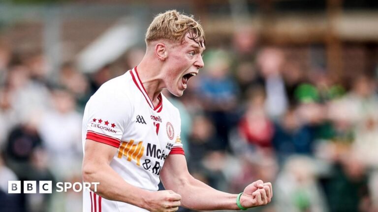 Peter Colton celebrates scoring Tyrone's penalty