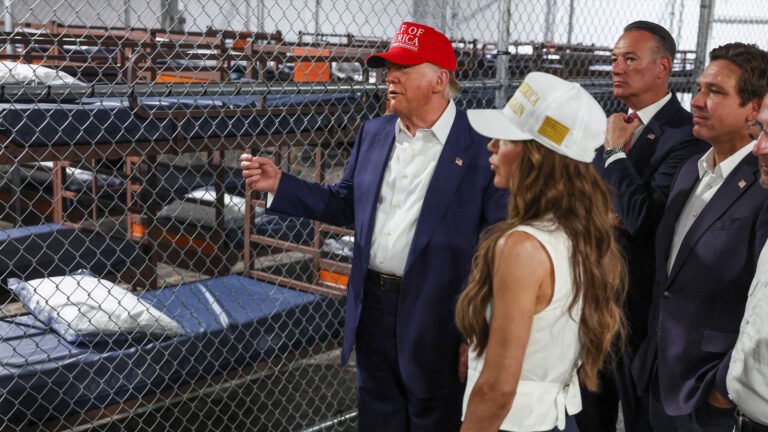 Trump tours migrant detention site ‘Alligator Alcatraz’ in Florida Everglades