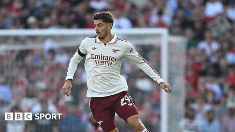 Arsenal forward Kai Havertz in action against Manchester United at Old Trafford
