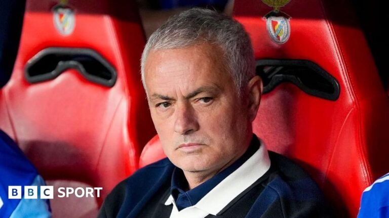 Jose Mourinho sits on the bench at Benfica